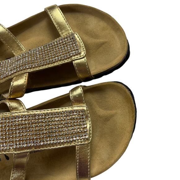 Birkenstock Betula Sandals Gold Rhinestone Leather Ankle Strap Women's 39 Shoes - Picture 5 of 10